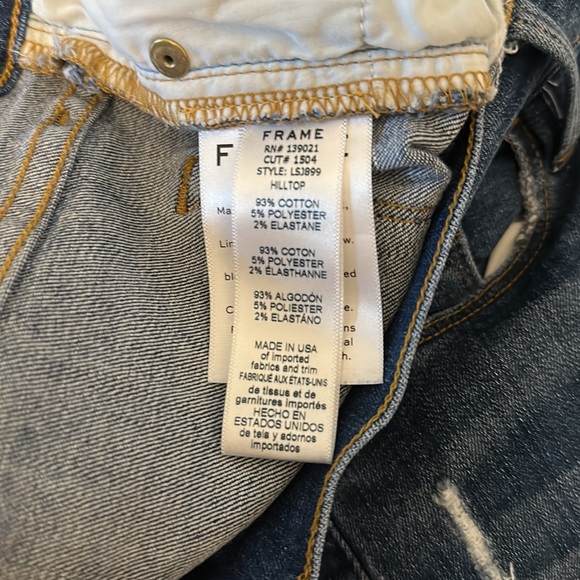 Frame Le Skinny de Jeanne Distressed Jeans Hilltop Medium Wash - Picture 6 of 6